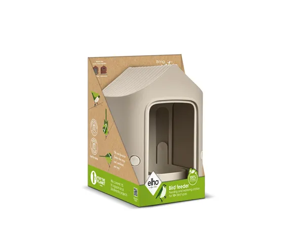 Elho Vogelfutterhaus Cosy 18 cm, Beige-Weiß