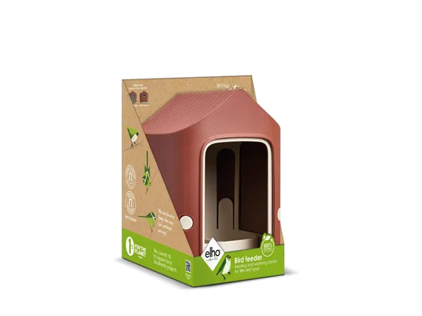 Elho Vogelfutterhaus Cosy 18 cm, Rot-Weiß